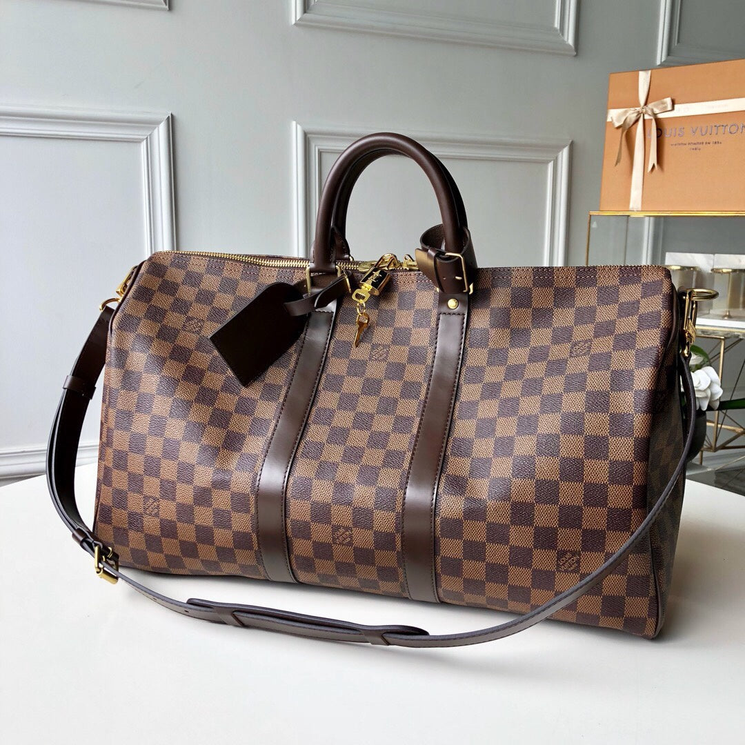 LV Keepall BandouliÃƒÂ¨re 45 Damier Ebene Canvas For Women, WoBags 17.7in/45cm LV N41428