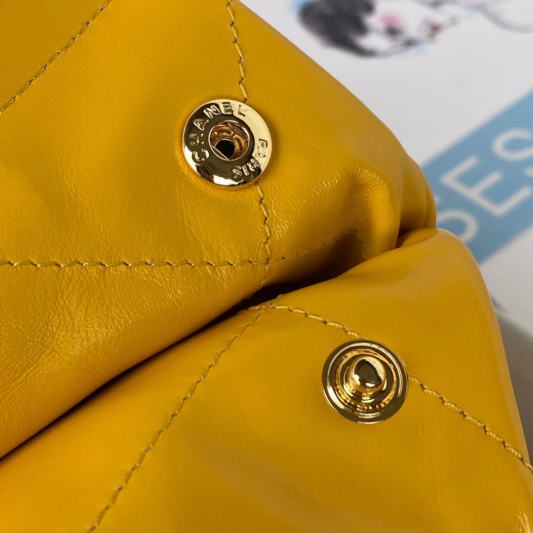 CHL 22 Handbag Gold Hardware Shiny Yellow For Women Handbags, Shoulder Bags 16.5in/38cm AS3261