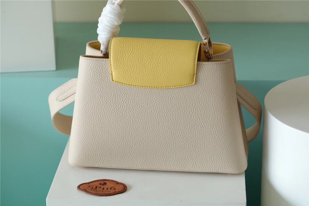 LV Capucines GLAMI Taurillon Creme Beige/ Plume Yellow Berlingot For Women, WomenÃ¢â‚¬â„¢s Bags, Shoulder And Crossbody Bags 10.6in/27cm LV