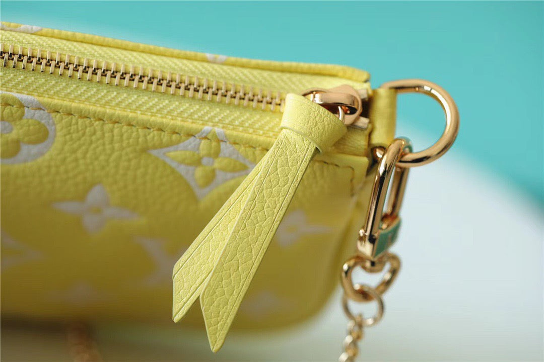 LV Mini Pochette AcGLAMIssoires Monogram Empreinte Lemon Curd Yellow For Women,  Shoulder And Crossbody Bags 15.5cm/6.1in LV M46129