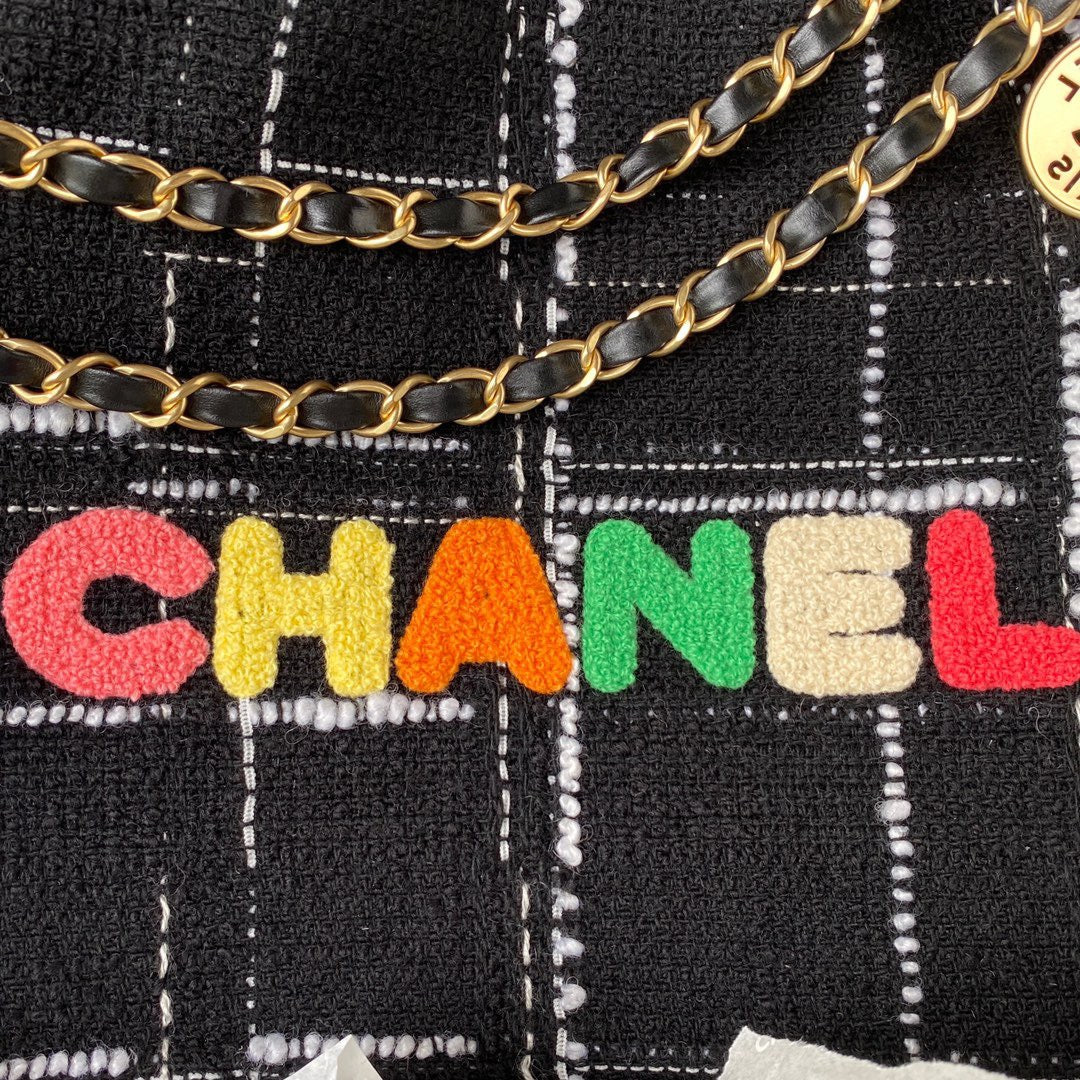 CHL 22 Handbag Gold Hardware Black For Women Handbags, Shoulder Bags 18.3in/47cm AS3262 B08553 NJ058
