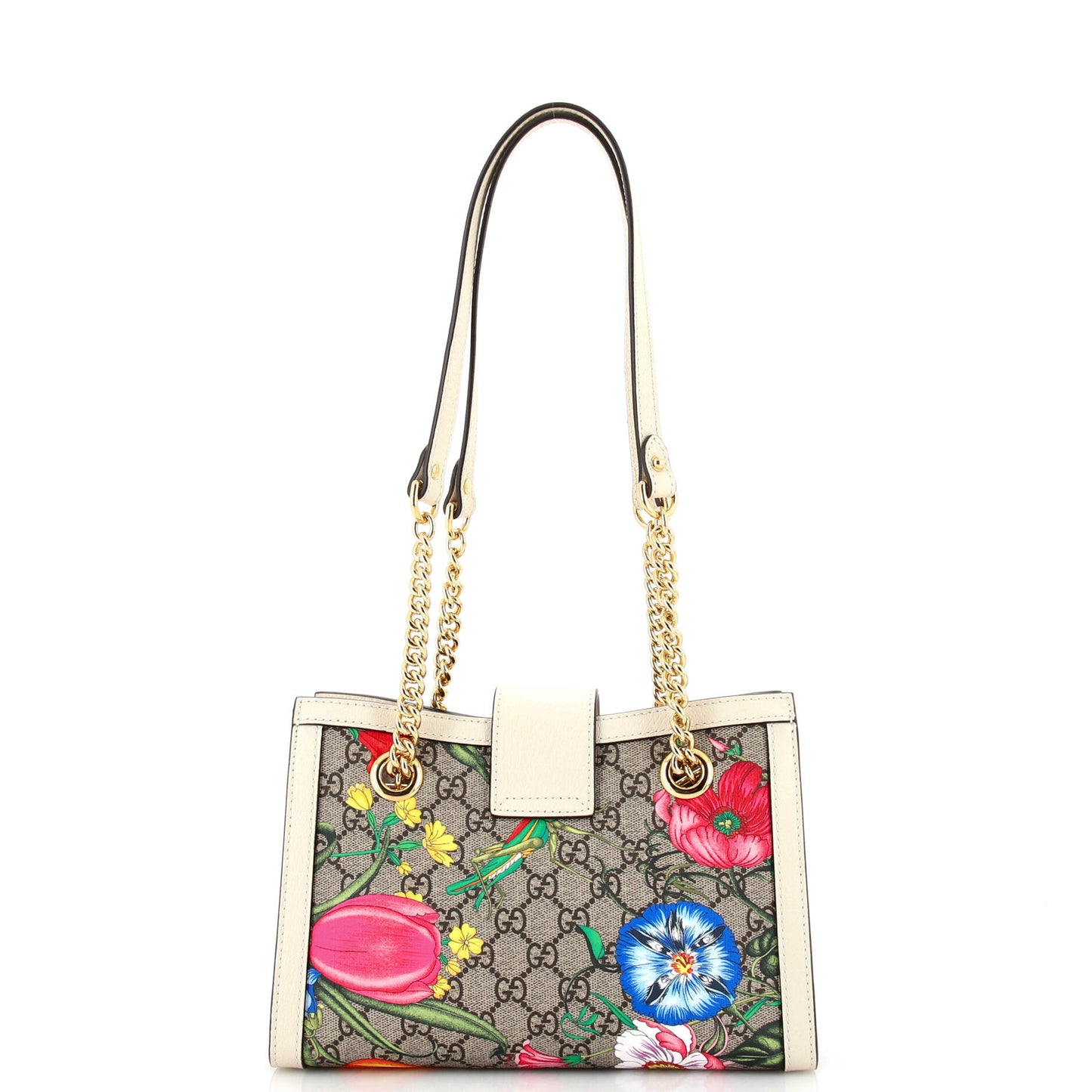Padlock Chain Tote Flora GG Coated Canvas Small