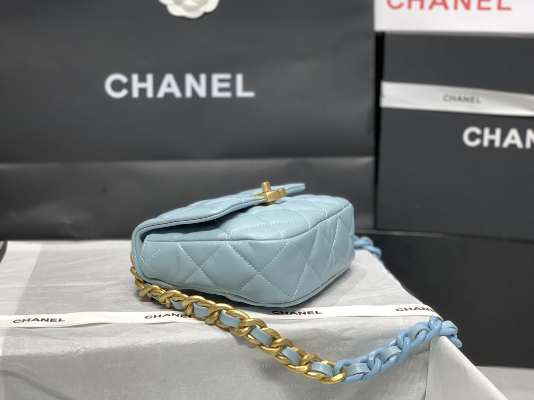 CHLMini Flap Bag Gold-Tone Metal Blue Bag For Women 13cm/5in