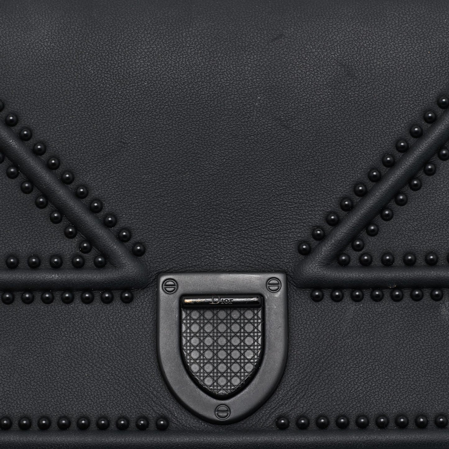 Dior Matte  Leather Studded Diorama Wallet On Chain