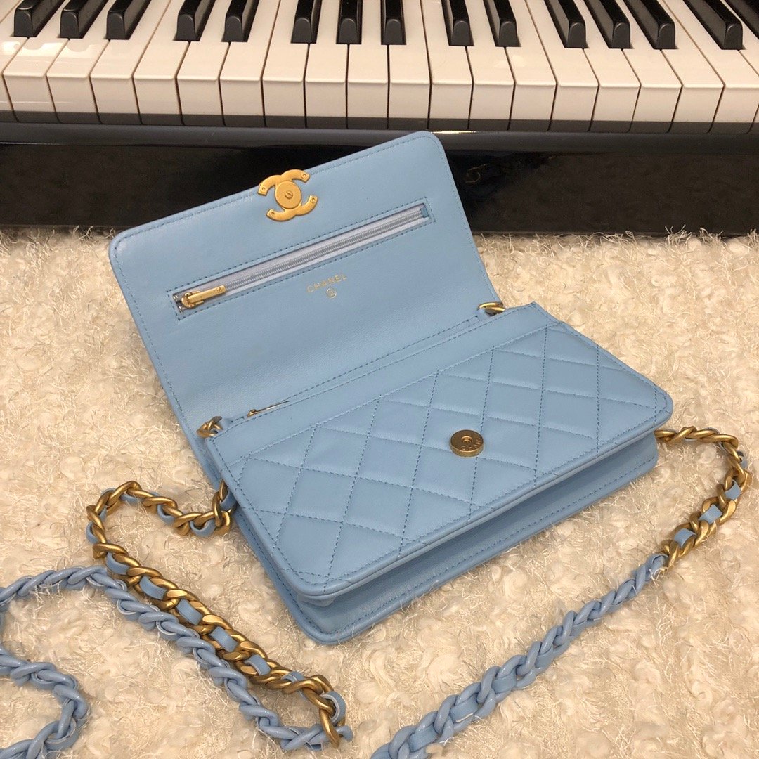 CHLOriginal Small Classic GlamIap Bag Gold Hardware Blue For Women Handbags, Shoulder Bags 7.5in/19cm AP33814