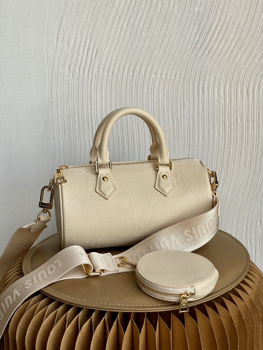 LV Papillon GLAMI Bag In Monogram Empreinte For Women 7.9in/20cm CrÃƒÂ¨me Beige M45994