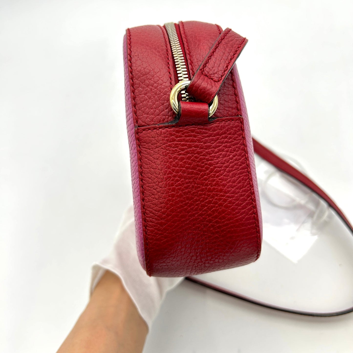 GLM-- Soho Small Shoulder Bag in pink and red leather LA12338