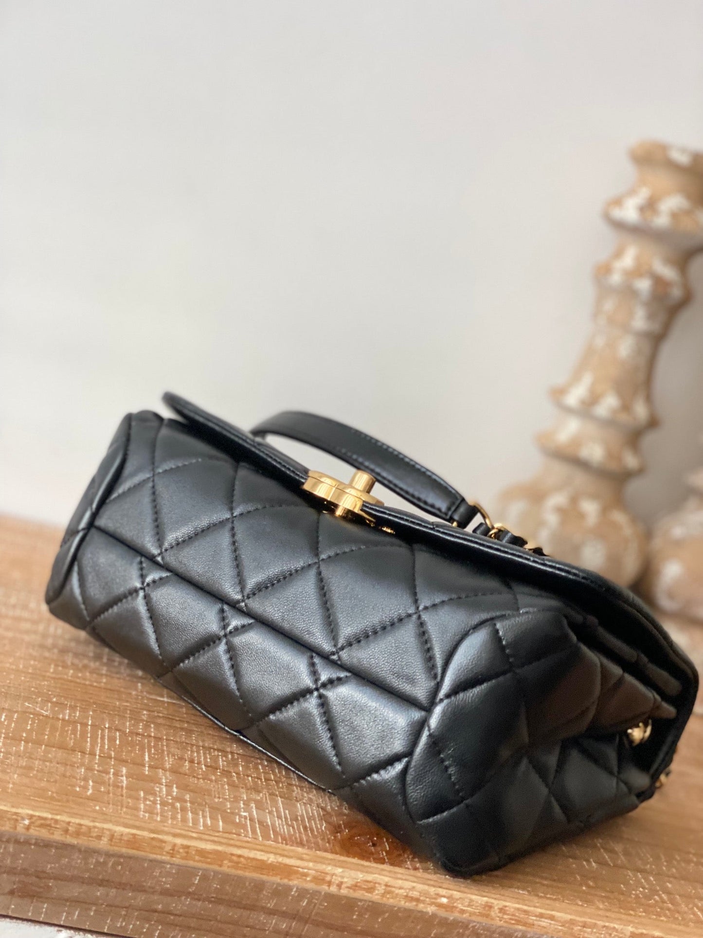 CHLLarge Flap Black Bag For Women 23cm/9in
