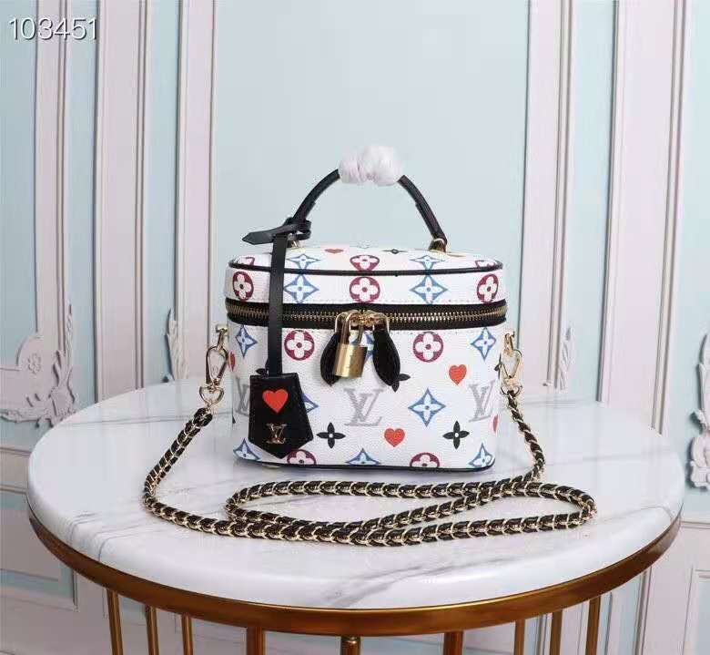 LV Vanity PM Bag Game On Monogram Canvas White By Nicolas Ghesquiere For Women, WomenÃ¢â‚¬â„¢s Handbags, Shoulder And Crossbody 7.5in/19cm LV M57458