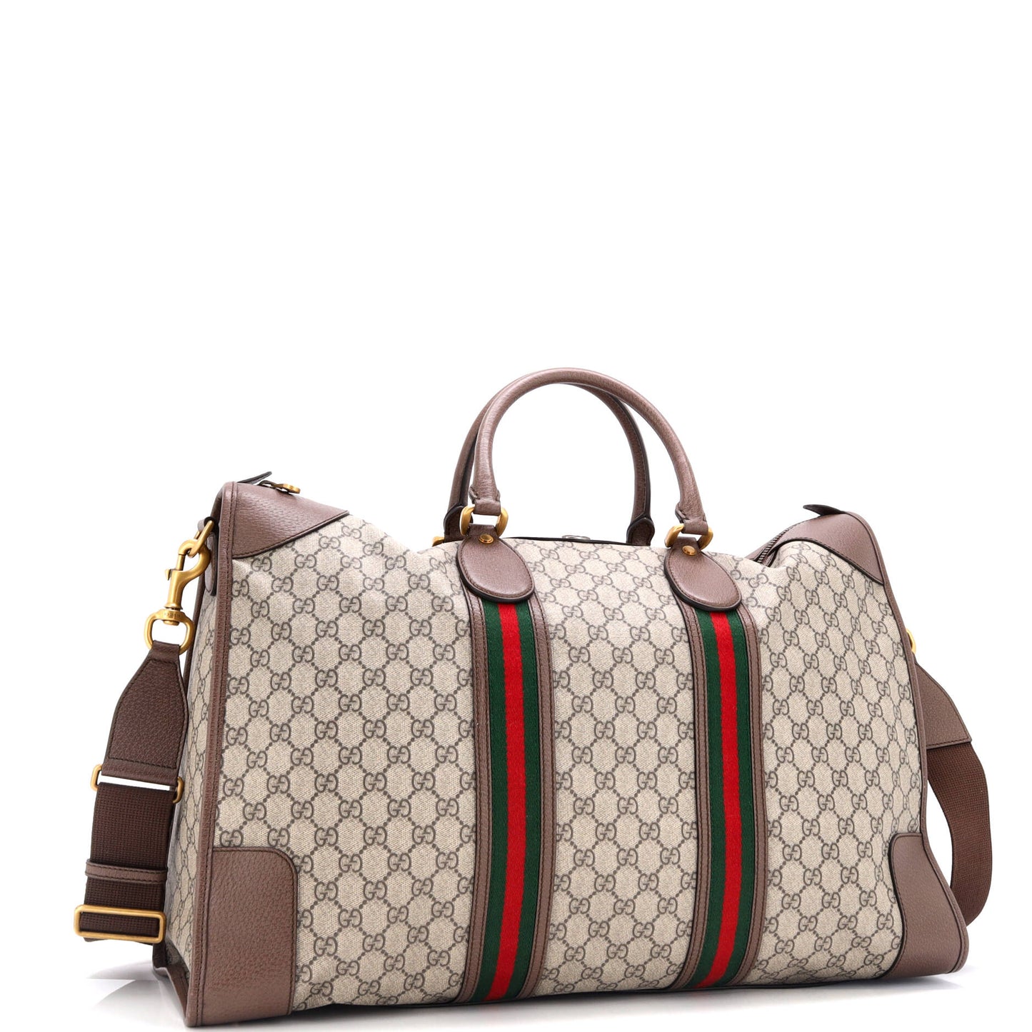 Ophidia Carry On Duffle Bag GG Coated Canvas and Leather Large