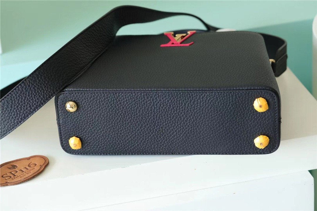 LV Capucines GLAMI Taurillon Black/ Rose Berlingot For Women, WomenÃ¢â‚¬â„¢s Bags, Shoulder And Crossbody Bags 10.6in/27cm LV