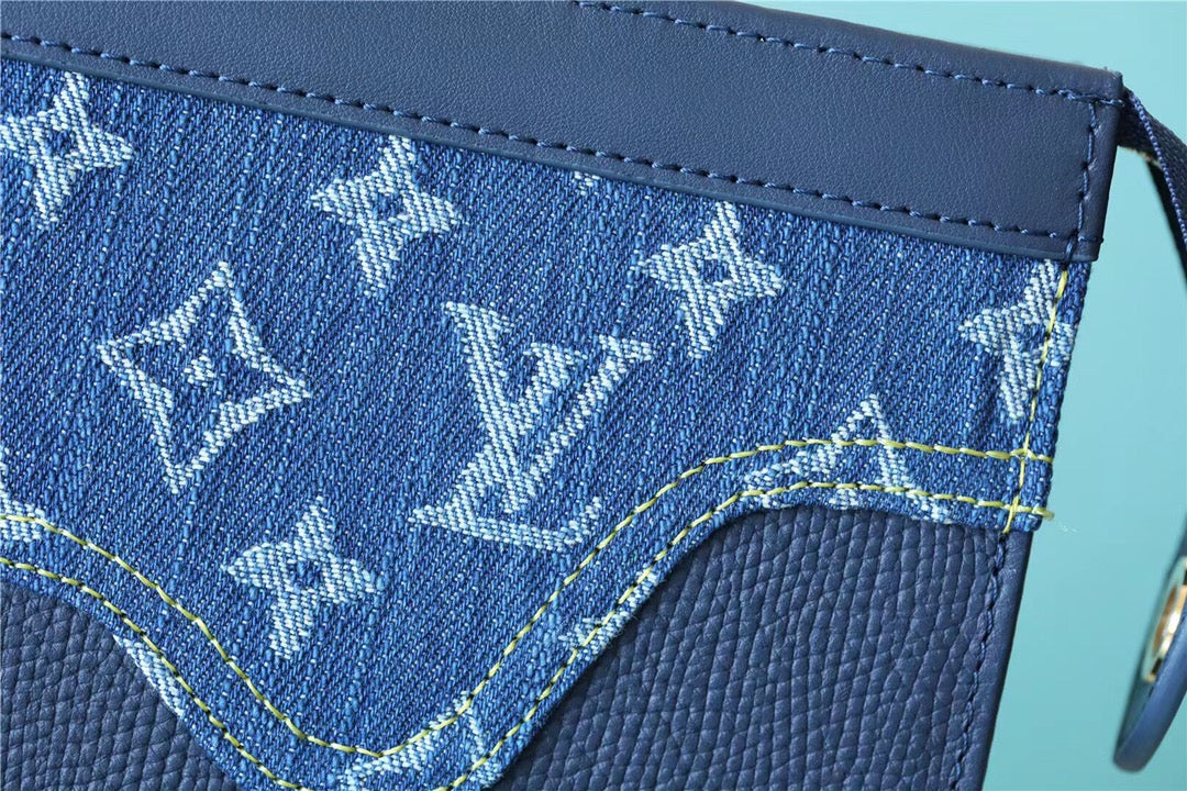 LV Pochette Voyage MM Monogram Drip Blue By Nigo For Pre-Spring, Travel AcGLAMIssories 27cm LV M45961
