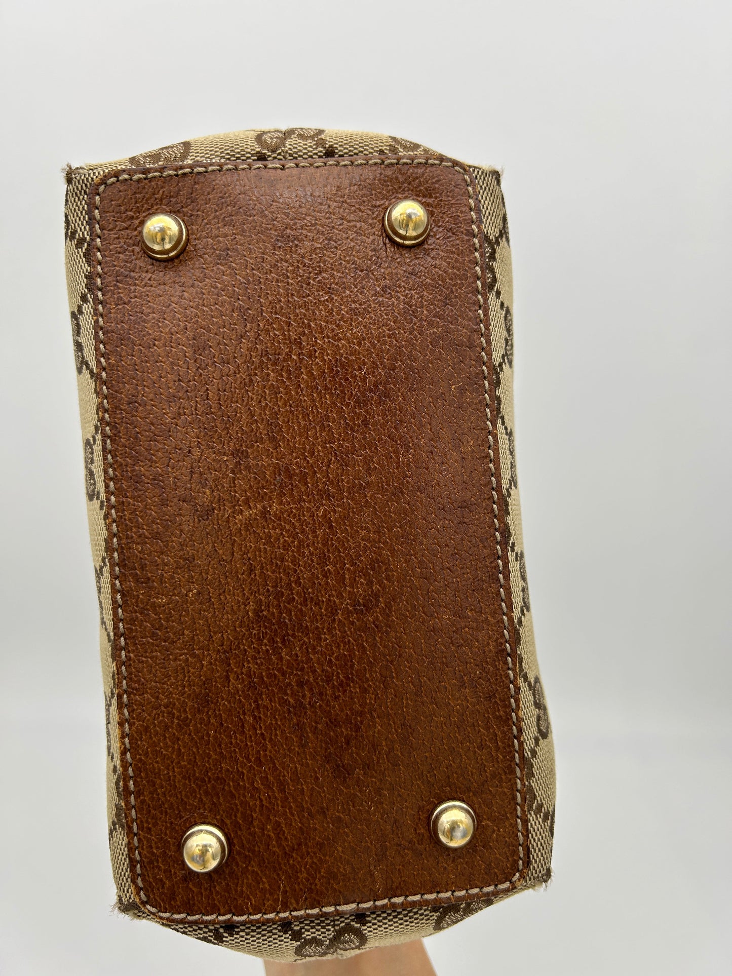 Gucci GG Canvas Bamboo Tote Brown