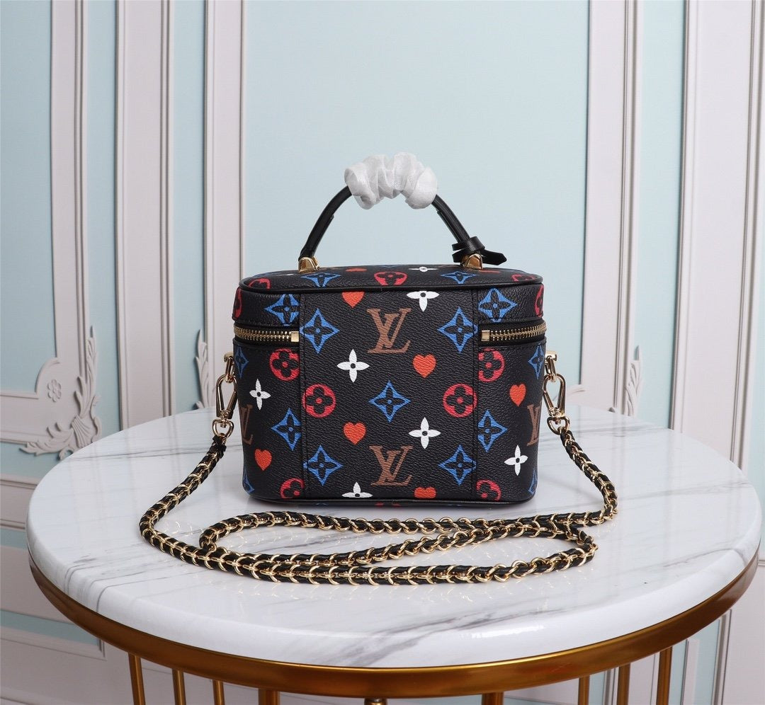 LV Vanity PM Bag Game On Monogram Canvas Black By Nicolas Ghesquiere For Women, WomenÃ¢â‚¬â„¢s Handbags, Shoulder And Crossbody 7.5in/19cm LV M57482