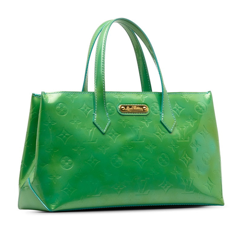 Louis Vuitton Monogram Verney M91724 Handbag Patent Leather Blue Lagoon Green Lady Lagoon
