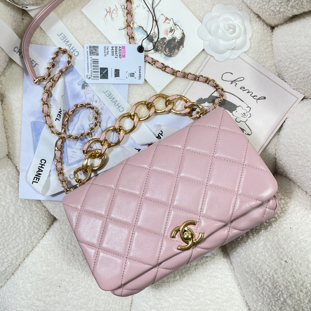 CHLLarge GlamIap Bag Gold Hardware PiNike For Women Handbags, Shoulder Bags 9.1in/23cm AS3367