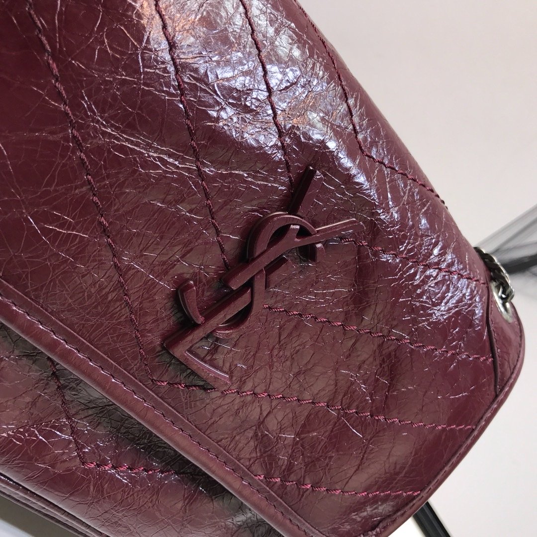 GLAMI Niki Baby Chain Bag In Crinkled VintageÃ‚Â  Burgundy For Women 8.2in/21cm YSL 6331600EN046475