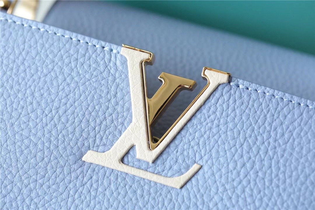 LV Capucines MM Taurillon Light Blue/ Beige For Women, WomenÃ¢â‚¬â„¢s Bags, Shoulder And Crossbody Bags 12.4in/31.5cm LVÃ‚Â 