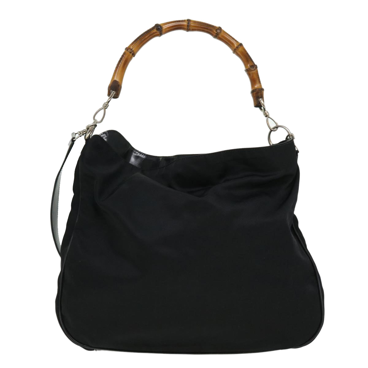 GUCCI Bamboo Hand Bag Canvas Black ac1087