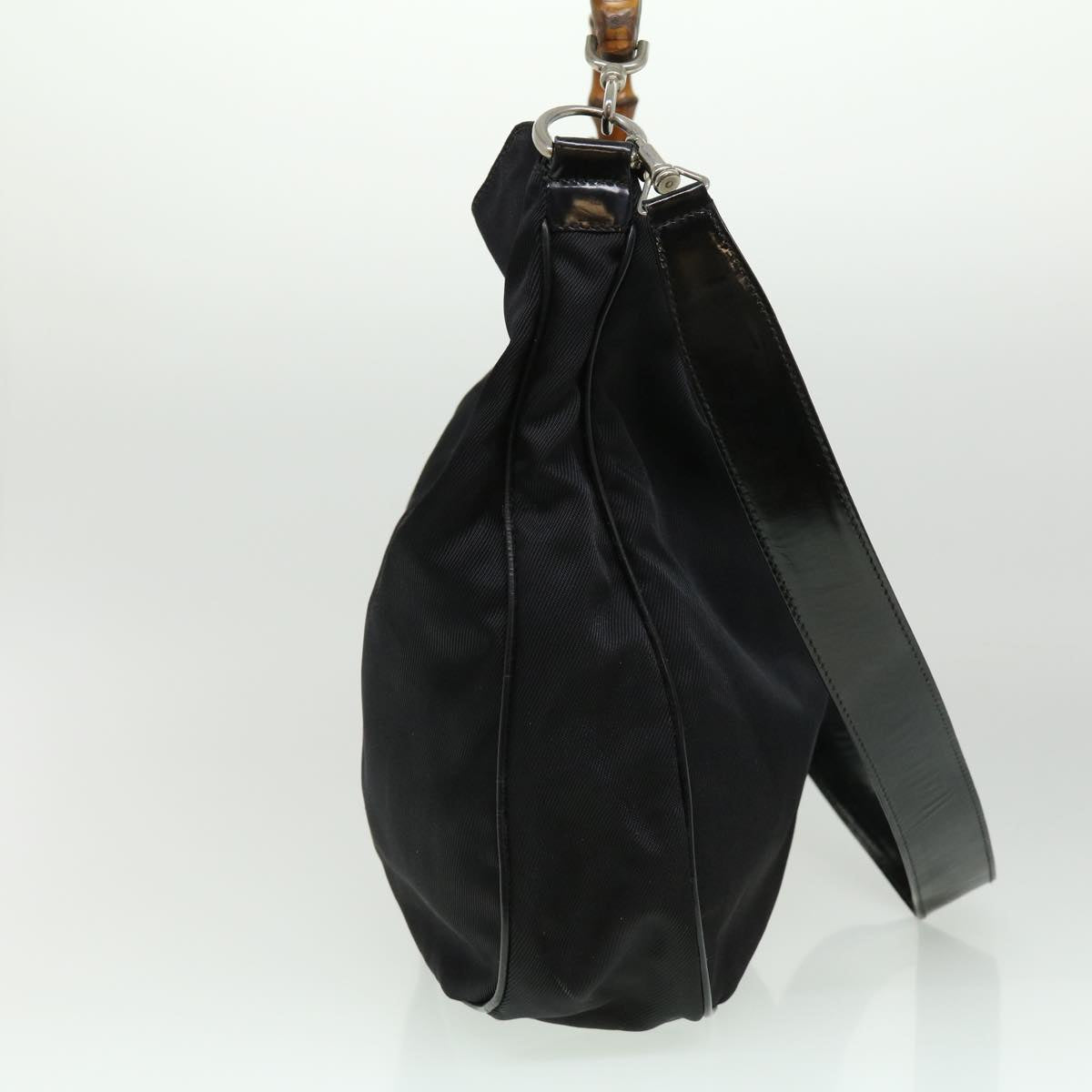 GUCCI Bamboo Hand Bag Canvas Black ac1087