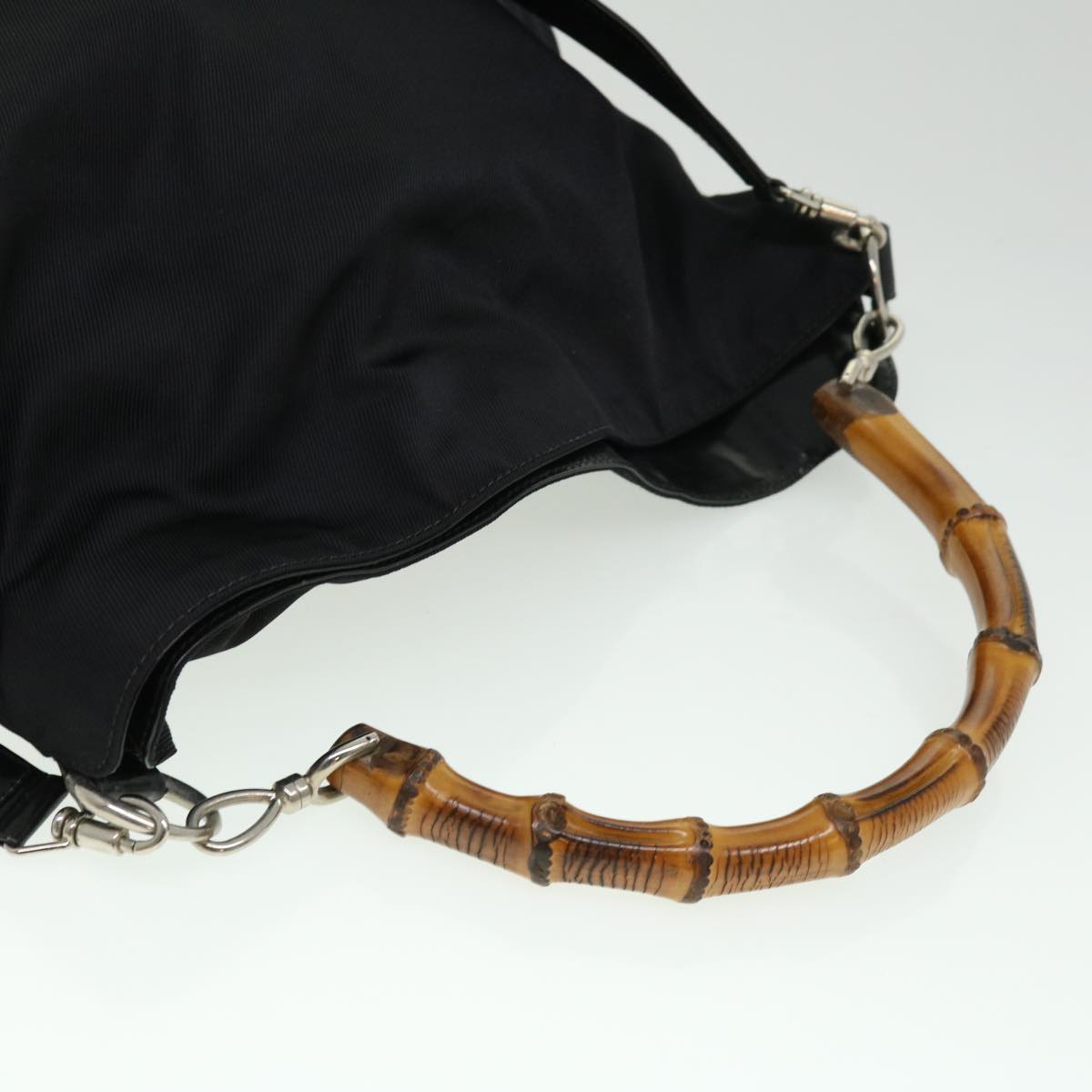 GUCCI Bamboo Hand Bag Canvas Black ac1087
