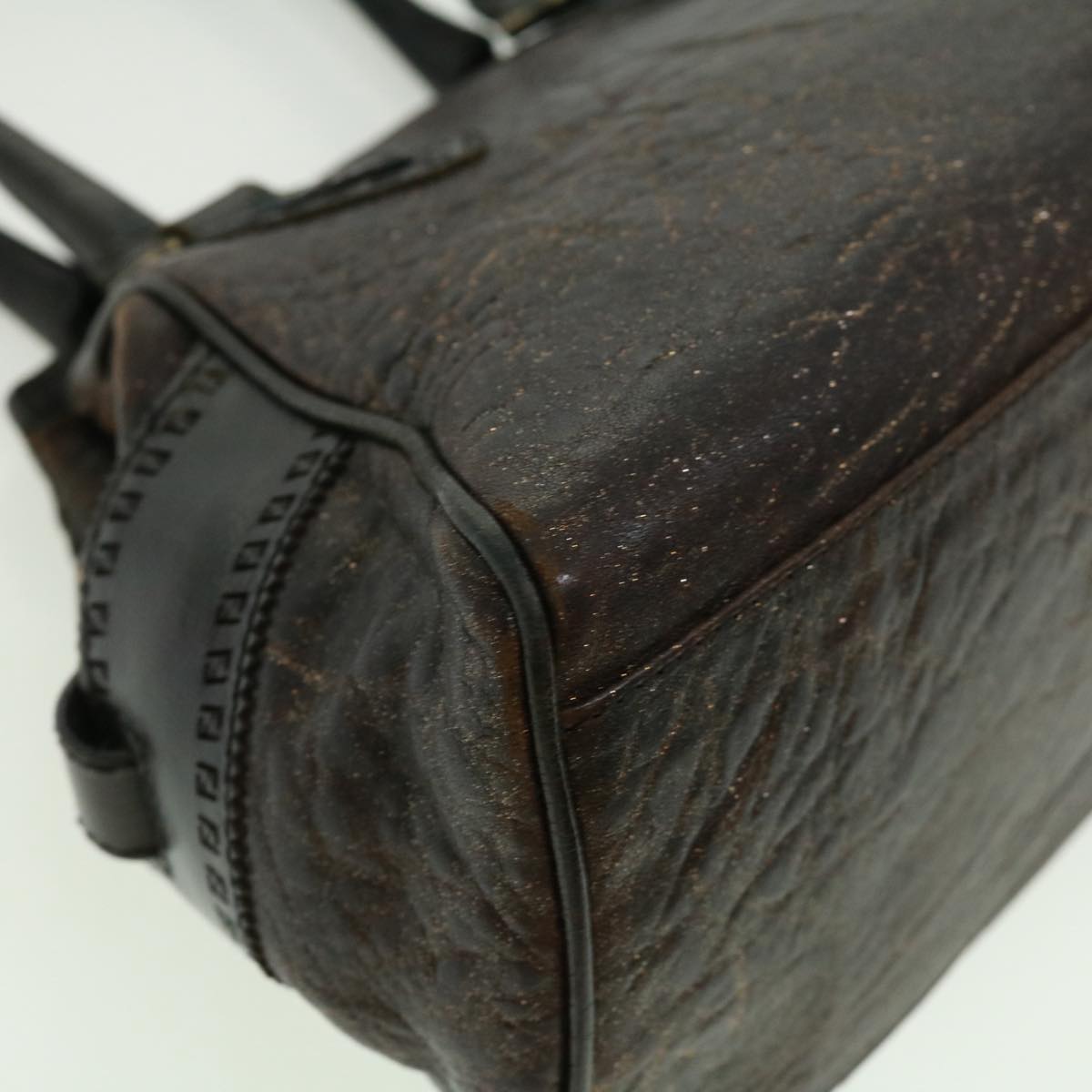 FENDI Hand Bag Leather Brown ac1144