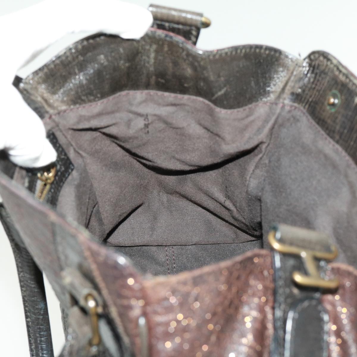 FENDI Hand Bag Leather Brown ac1144
