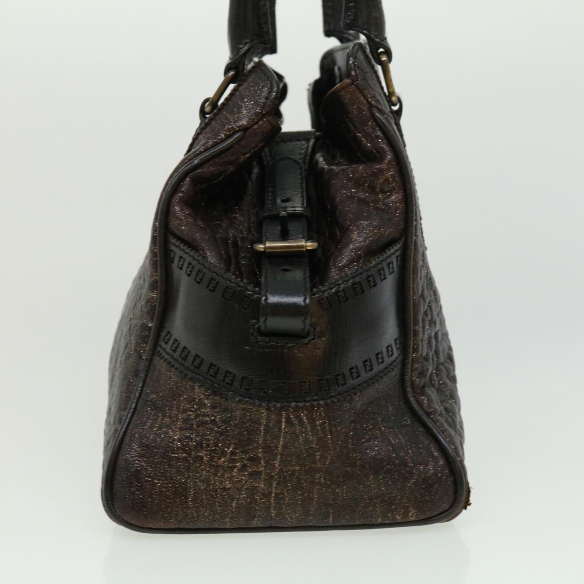 FENDI Hand Bag Leather Brown ac1144