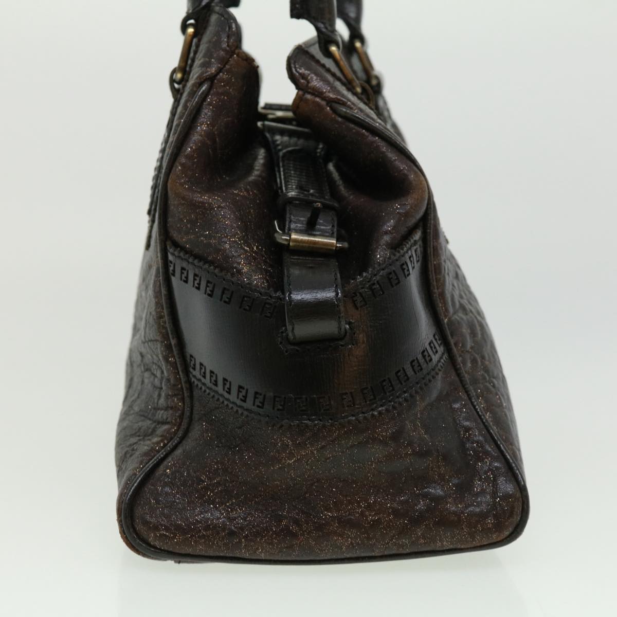 FENDI Hand Bag Leather Brown ac1144