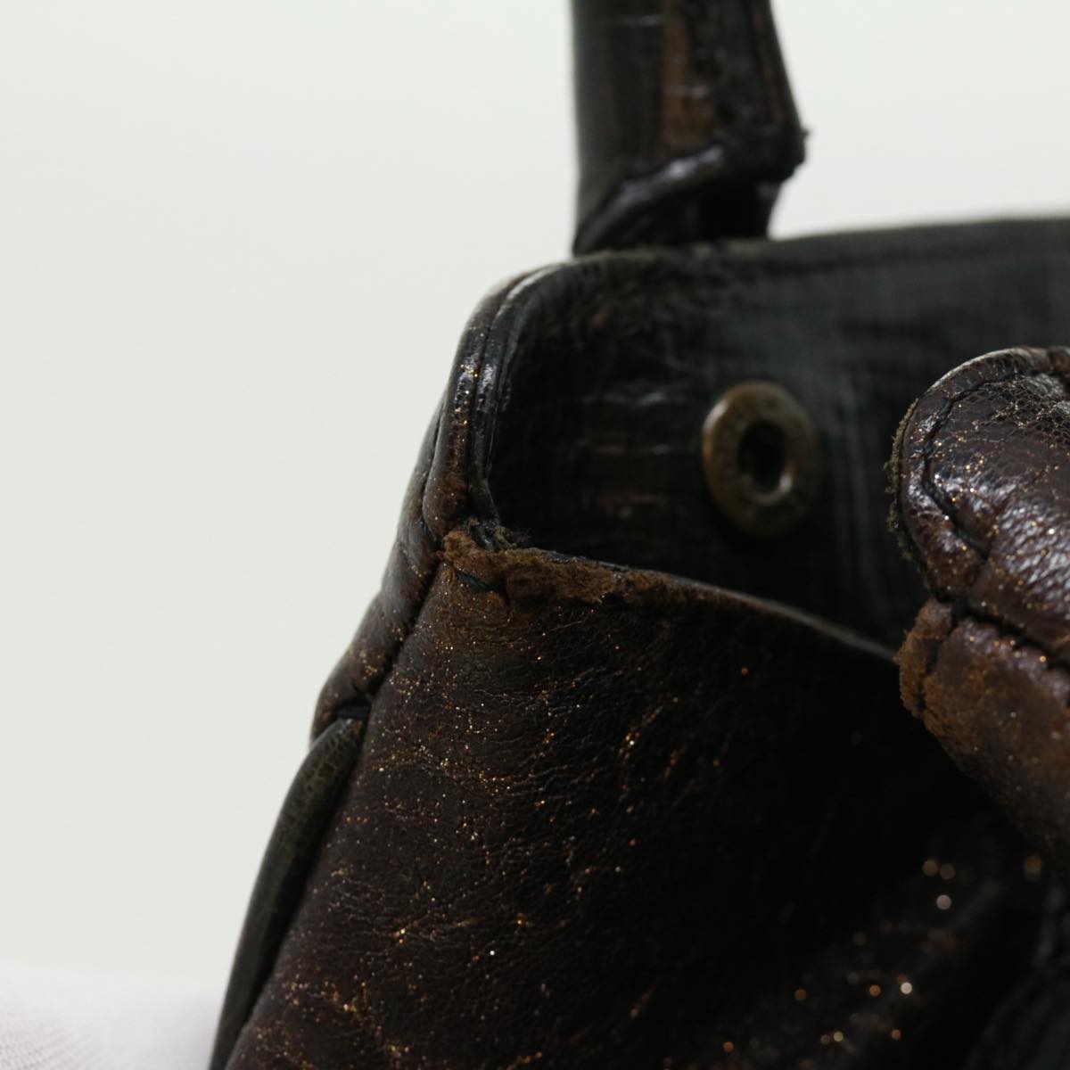 FENDI Hand Bag Leather Brown ac1144