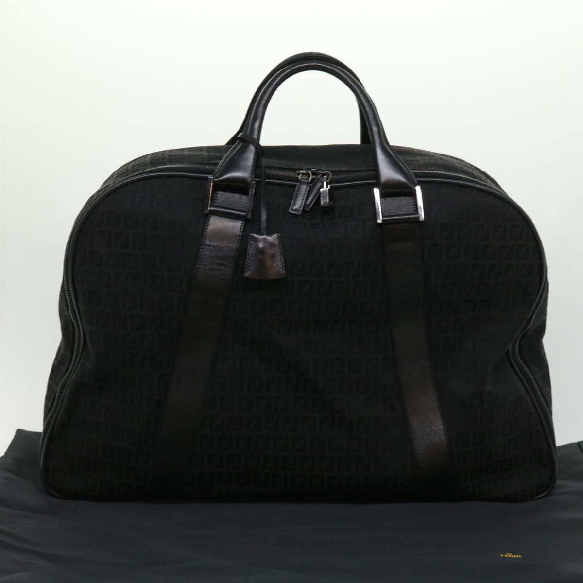 FENDI Zucchino Canvas Boston Bag Black ac1172