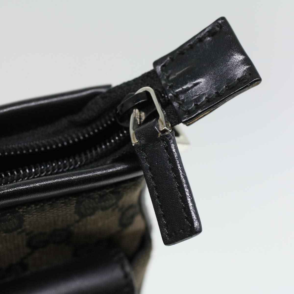 GUCCI GG Canvas Hand Bag Black Dark Brown 0153712 ac1236
