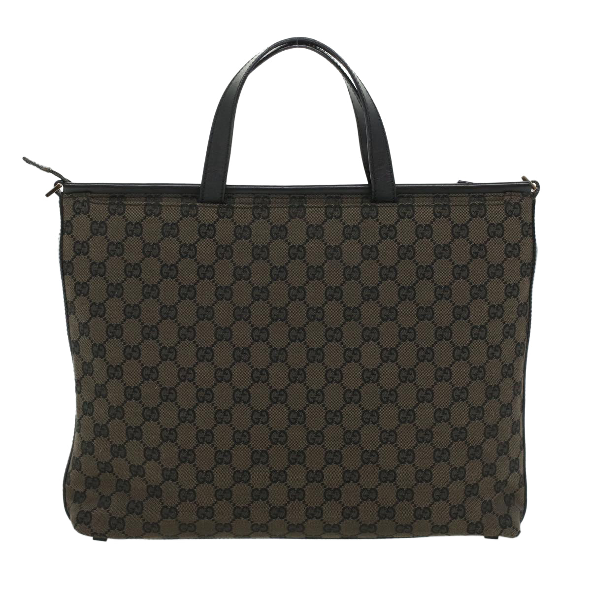 GUCCI GG Canvas Hand Bag Black Dark Brown 0153712 ac1236