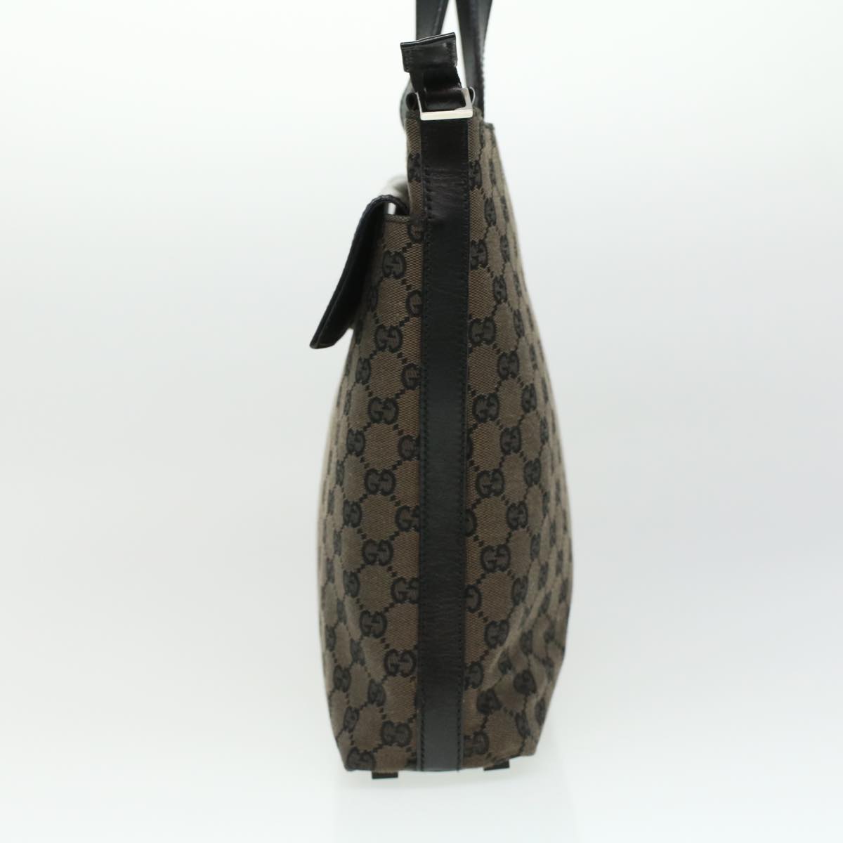 GUCCI GG Canvas Hand Bag Black Dark Brown 0153712 ac1236