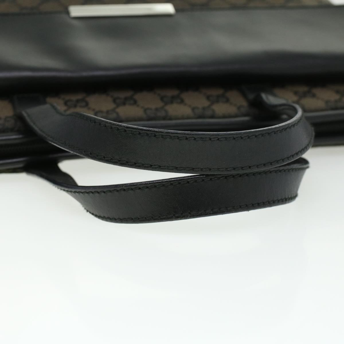 GUCCI GG Canvas Hand Bag Black Dark Brown 0153712 ac1236