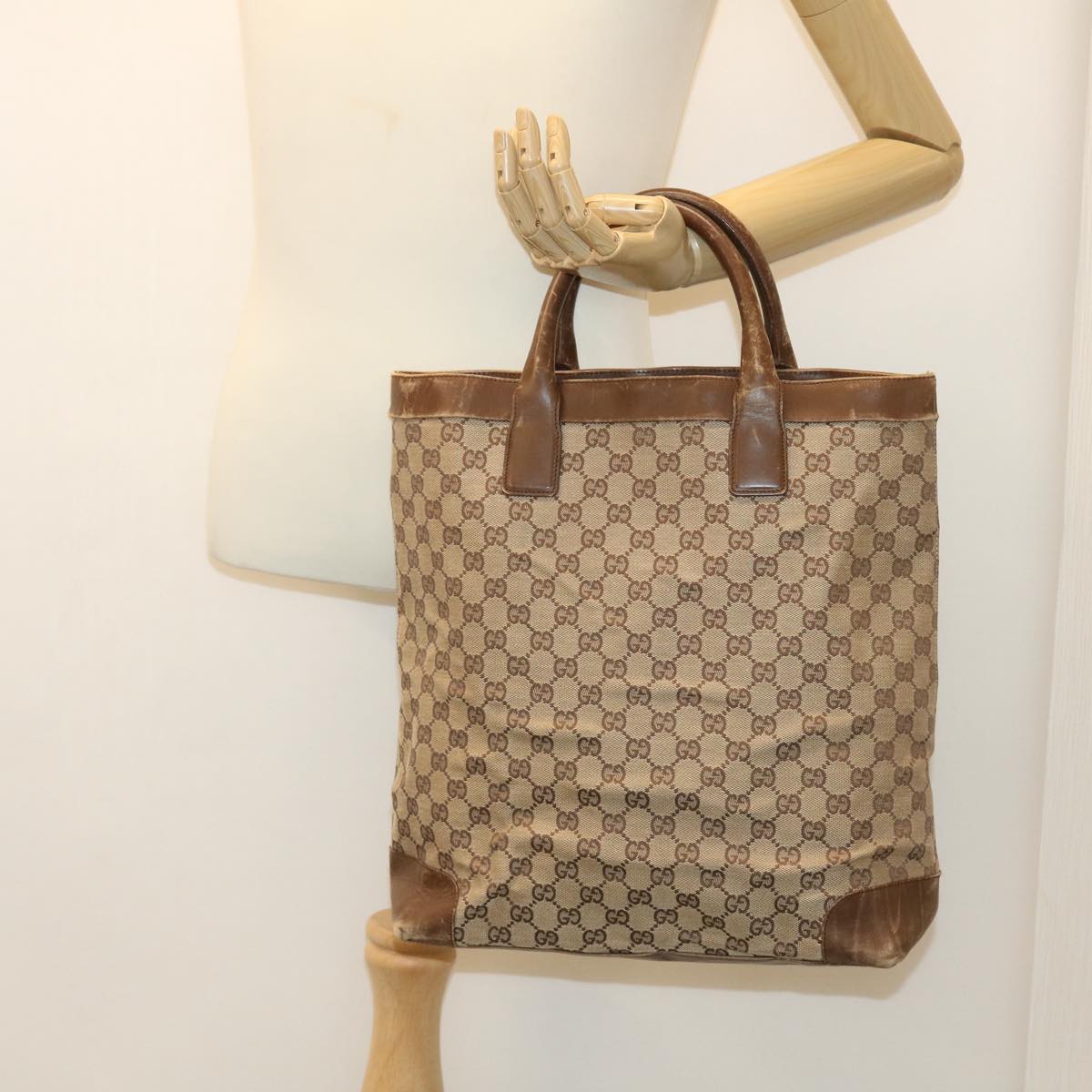 GUCCI GG Canvas Hand Bag Beige 0021121 ac1635