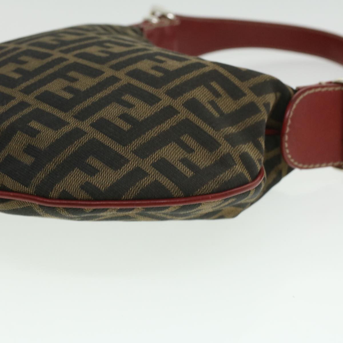 FENDI Zucca Canvas Shoulder Bag Brown Black ac1729