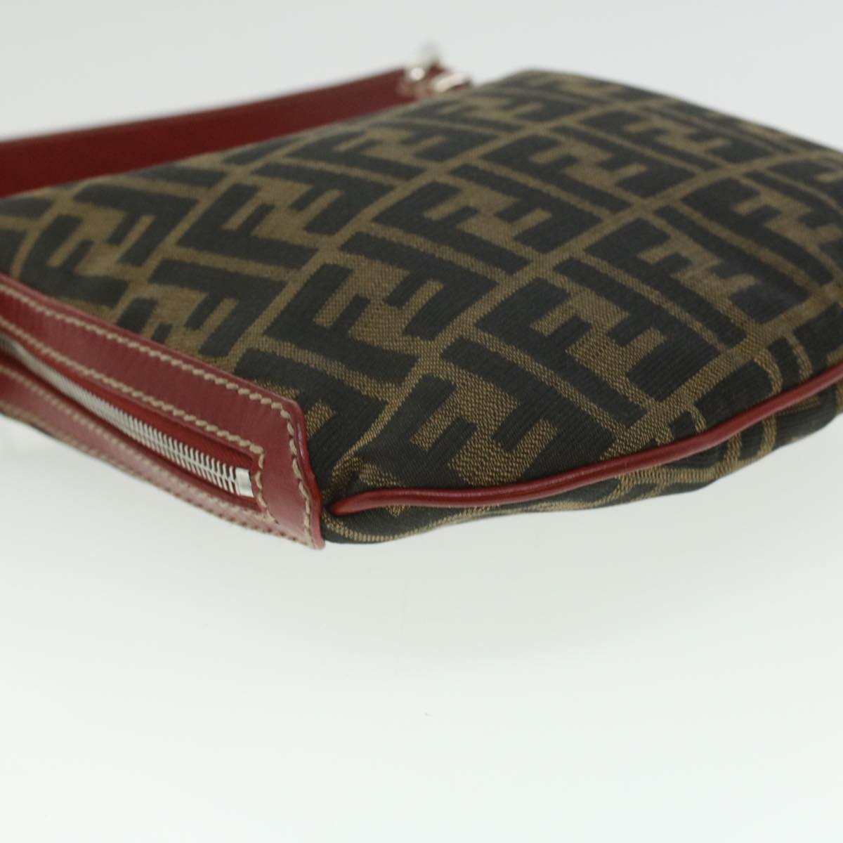 FENDI Zucca Canvas Shoulder Bag Brown Black ac1729