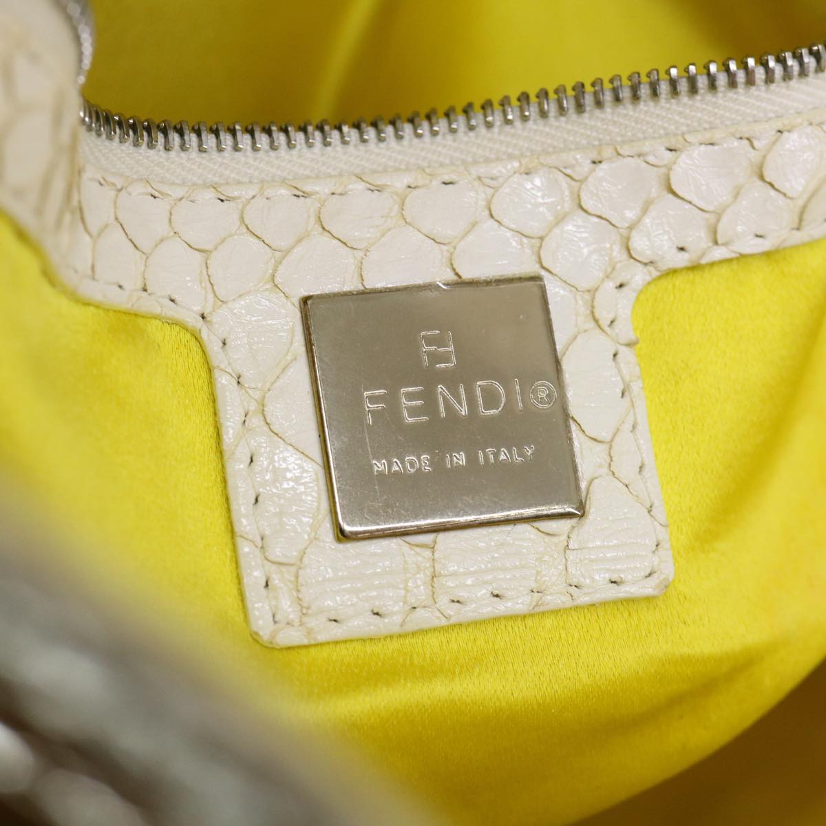 FENDI Tote Bag Enamel Yellow White ac1799