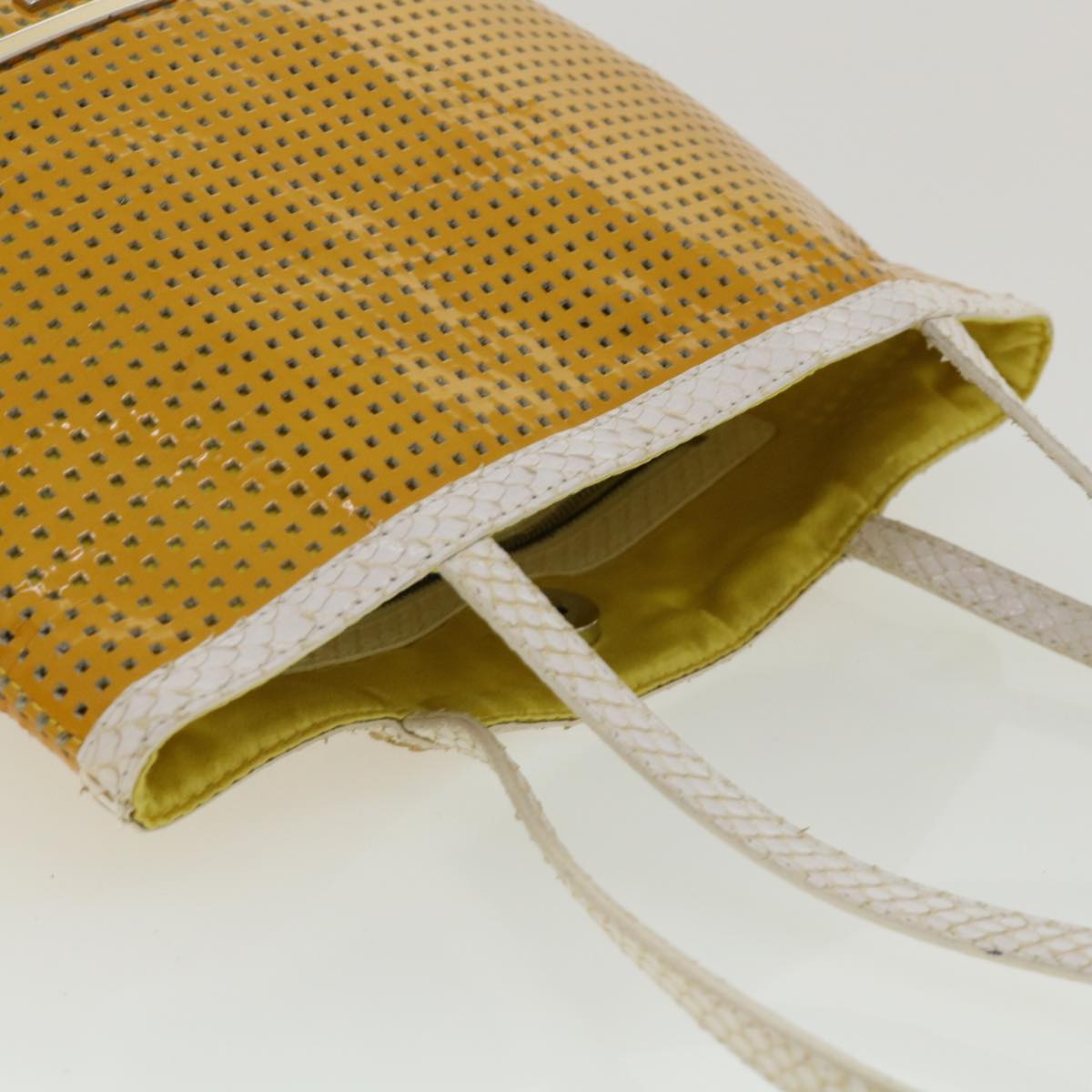 FENDI Tote Bag Enamel Yellow White ac1799