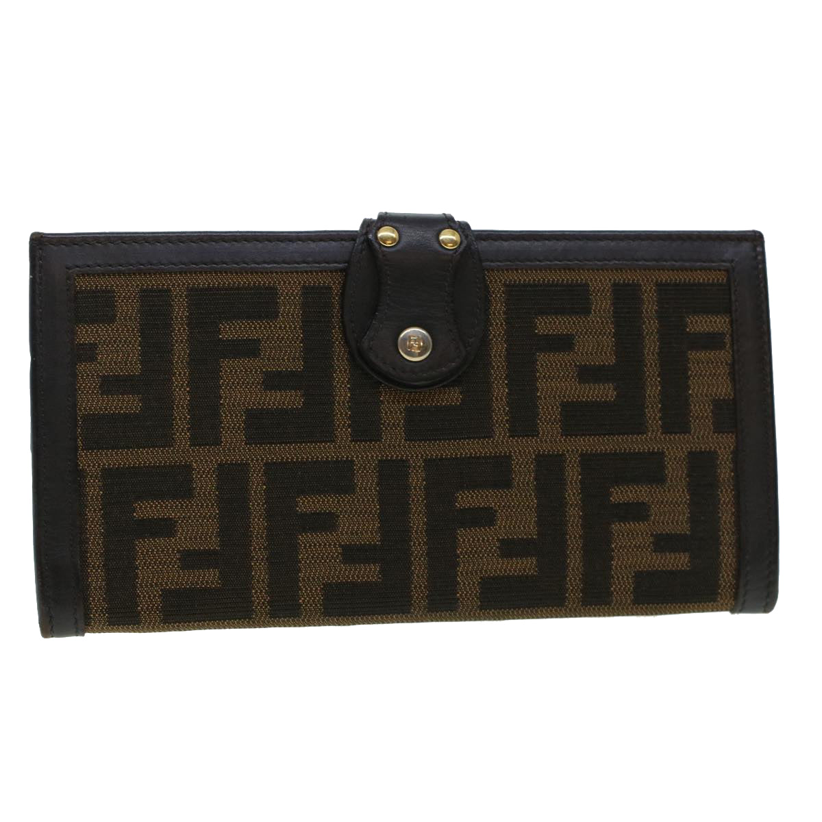 FENDI Zucca Canvas Wallet Black Brown ac1940