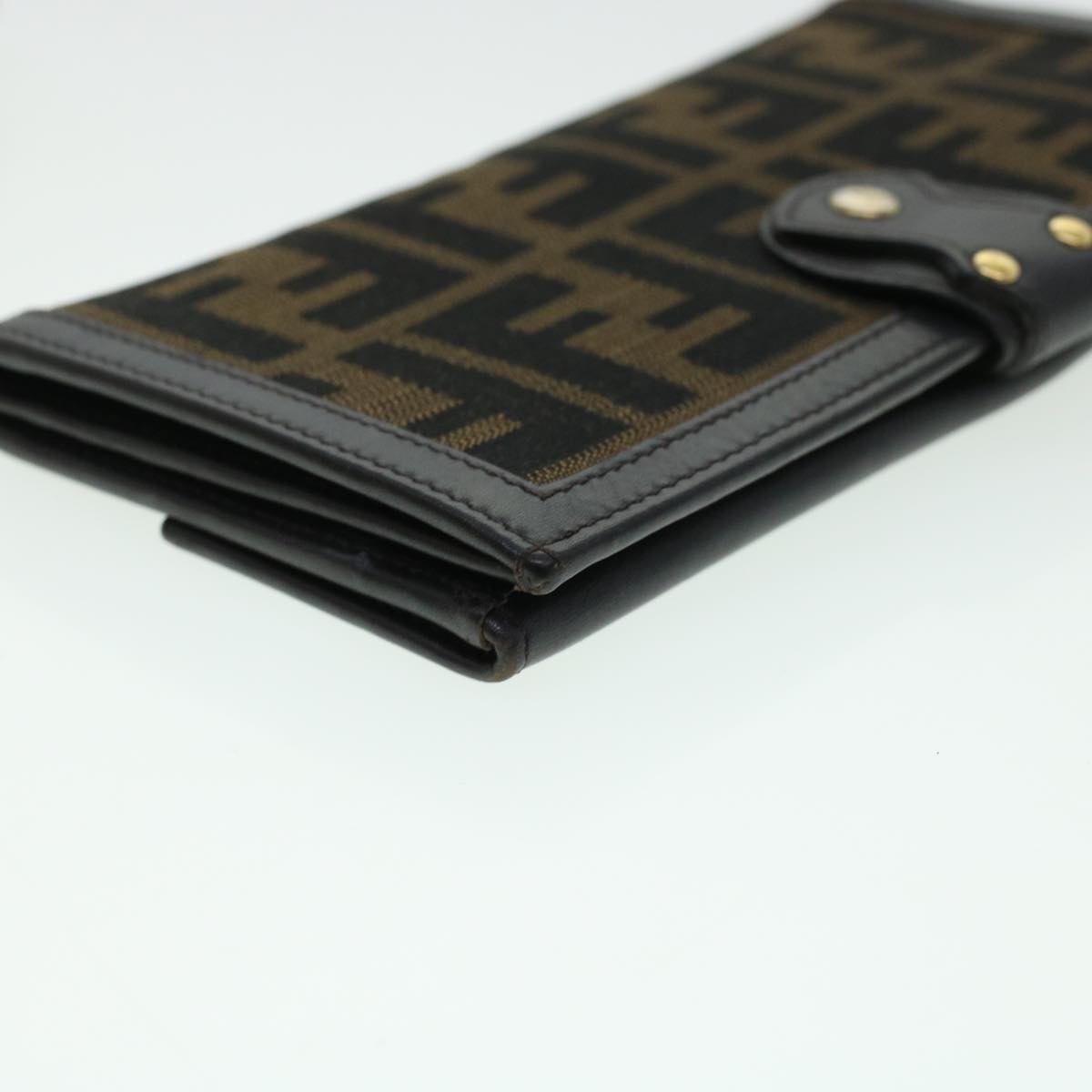 FENDI Zucca Canvas Wallet Black Brown ac1940