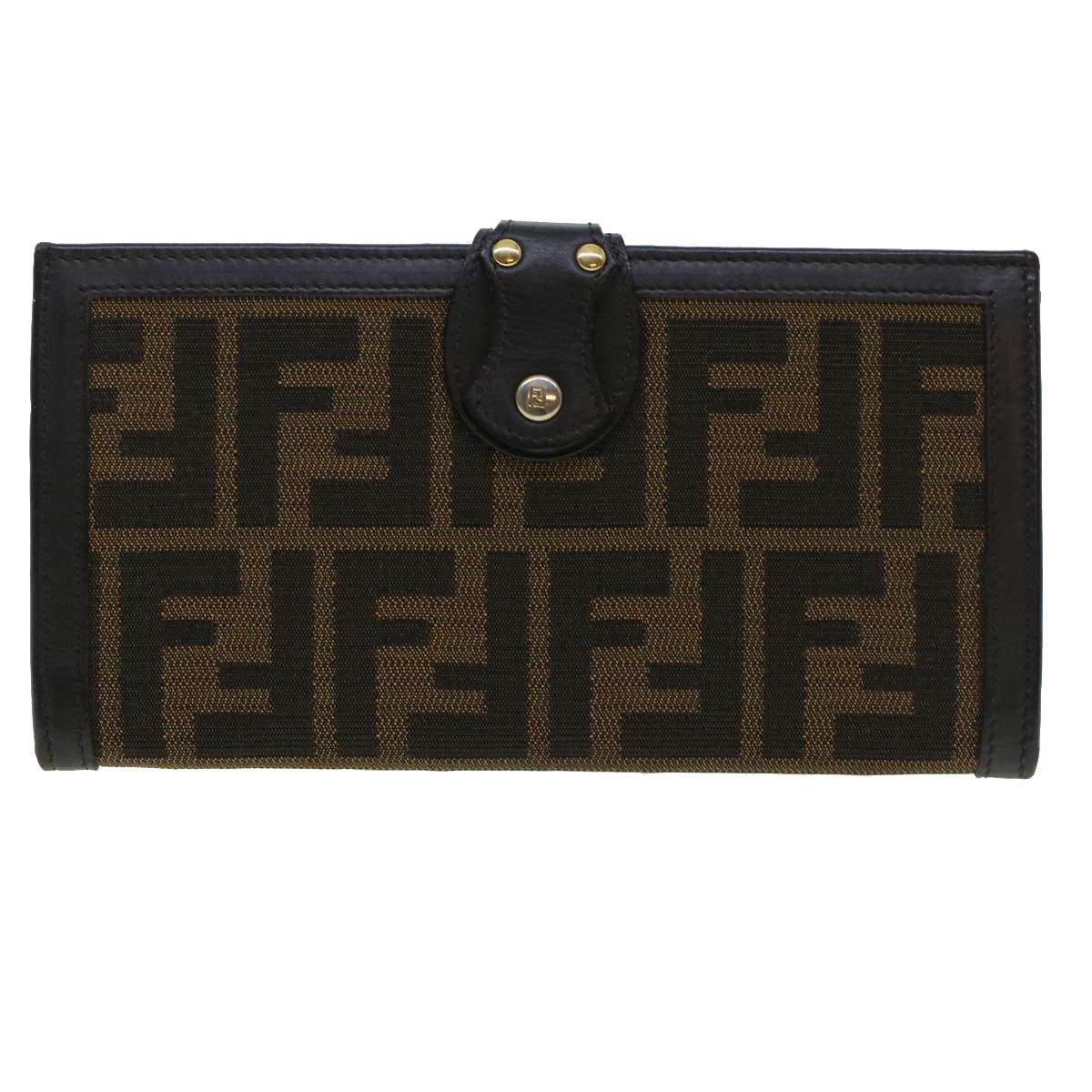 FENDI Zucca Canvas Wallet Black Brown ac1940