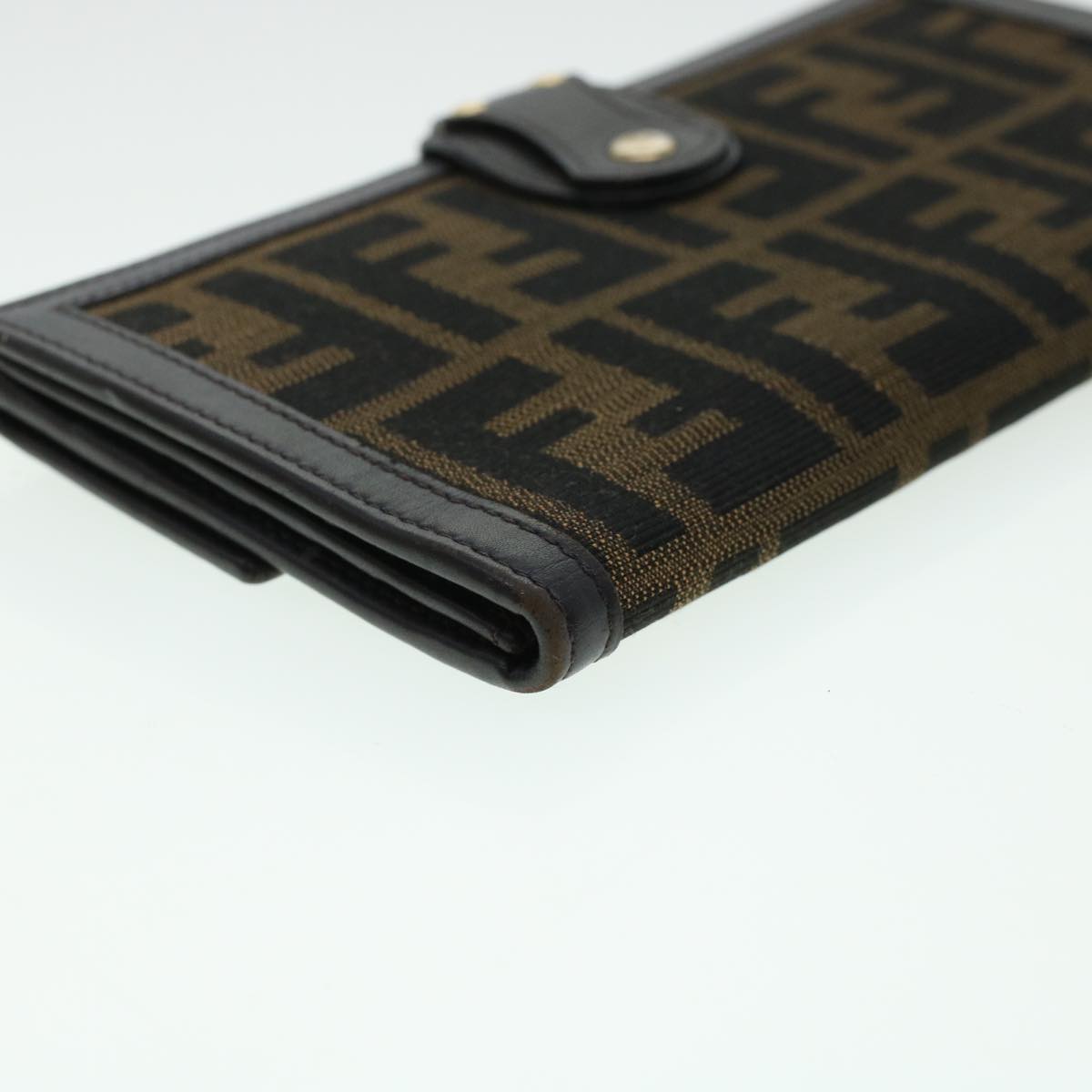 FENDI Zucca Canvas Wallet Black Brown ac1940