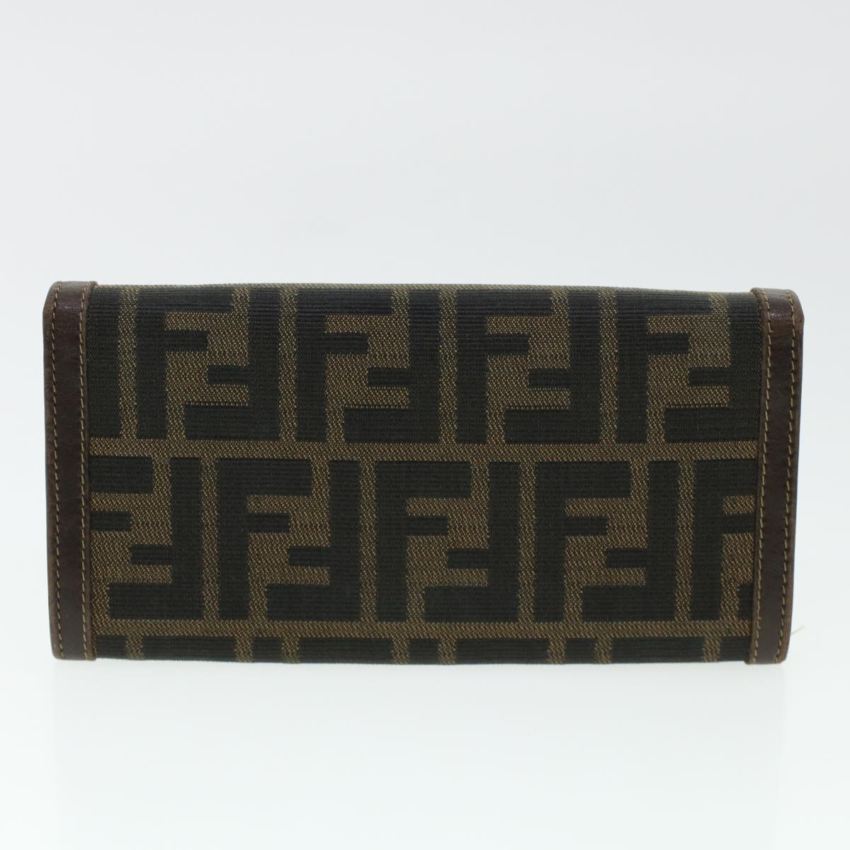FENDI Zucca Canvas Wallet Leather 2Set Black Brown ac1941