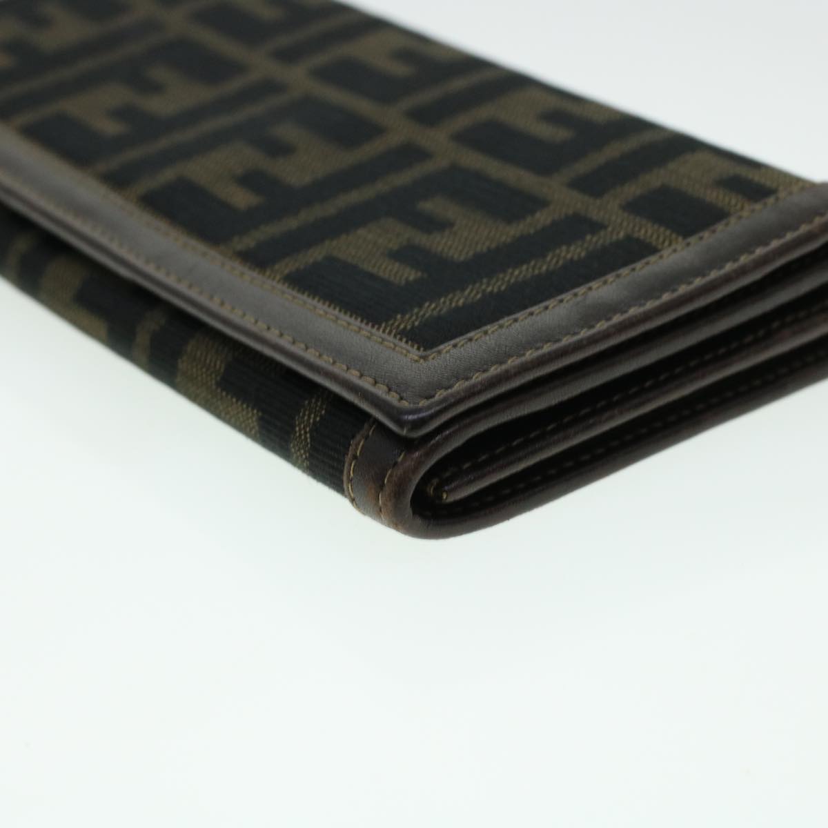 FENDI Zucca Canvas Wallet Leather 2Set Black Brown ac1941