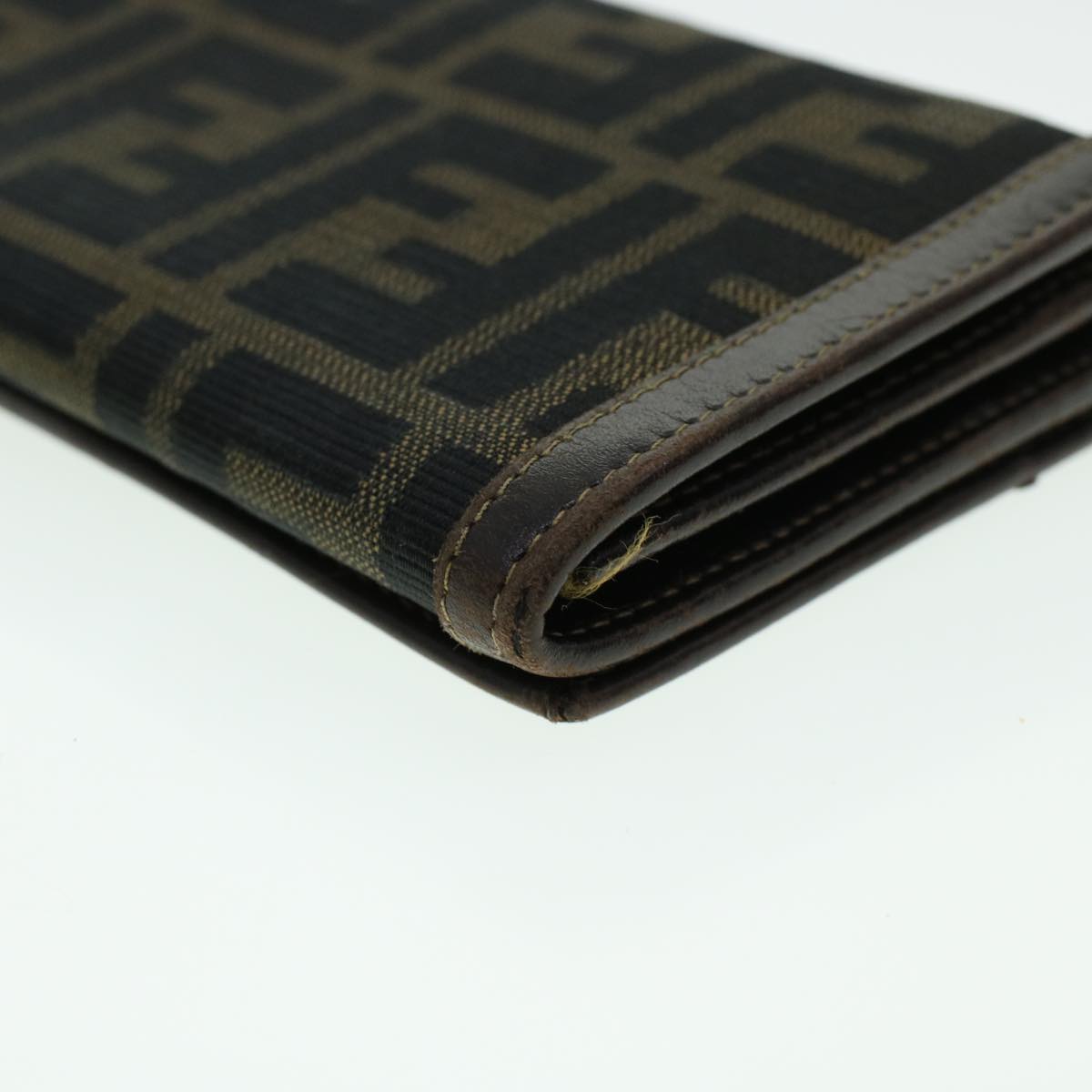 FENDI Zucca Canvas Wallet Leather 2Set Black Brown ac1941