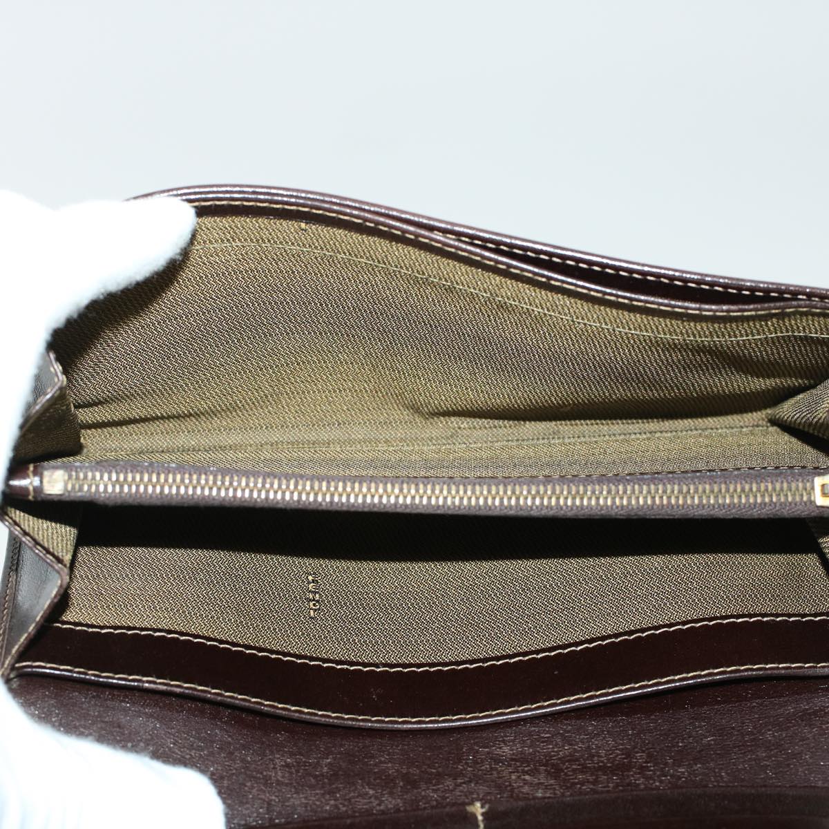 FENDI Zucca Canvas Wallet Leather 2Set Black Brown ac1941