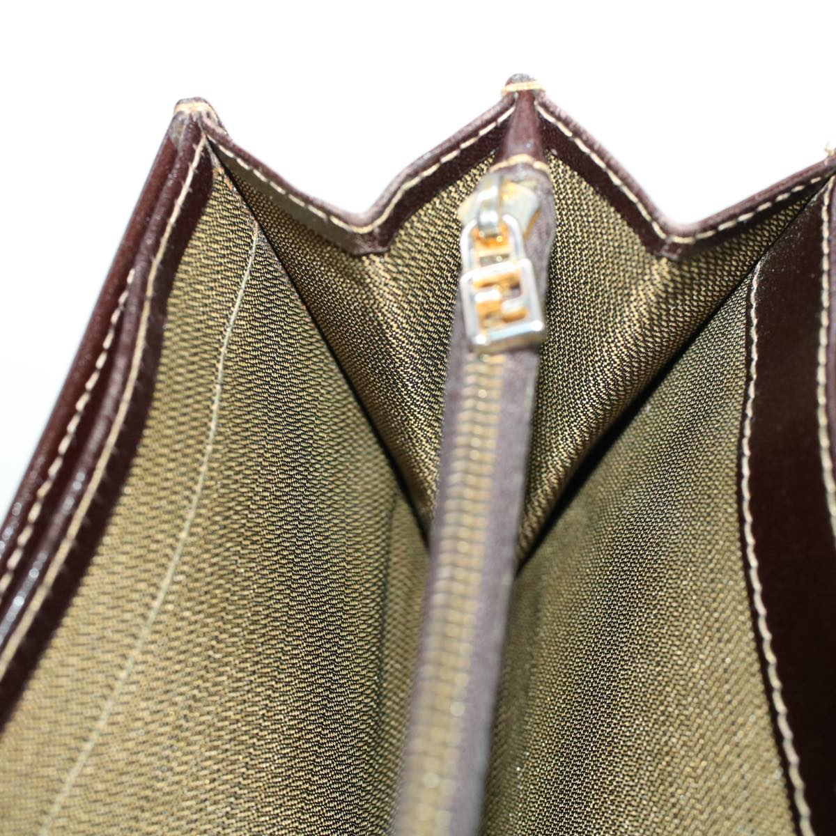 FENDI Zucca Canvas Wallet Leather 2Set Black Brown ac1941