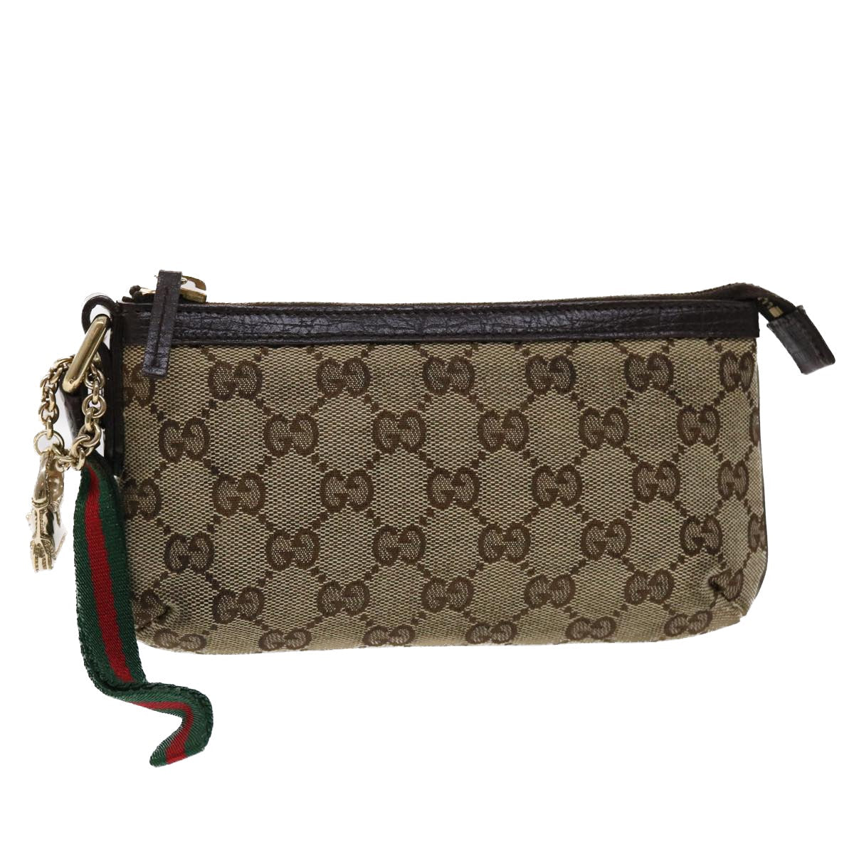 GUCCI GG Canvas Web Sherry Line Pouch Leather Beige Red Green 152507 ac1975